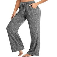Cindysus Žene hlače Čvrsta boja joga hlače Elastično dno struka Tripkatci obične jogger hlače tamno siva s
