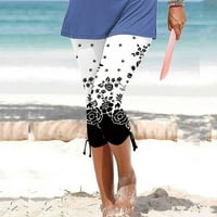 Ženske Ležerne hlače s cvjetnim uzorkom Capri hlače na plaži s prorezom na vezici lagane skraćene hlače za žene