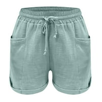 Ženske ljetne kratke hlače Plus Size s elastičnim pojasom na vezanje Ležerne jednobojne kratke hlače zelene boje