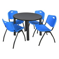 Okrugli stol za odmor od 96 - Sivi krom i sklopive stolice mumbo - siva