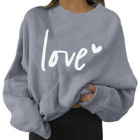 Riforla žene Valentinovo Print Graphic Twicirt Slušana okrugla vrata pulover labave košulje Lagane vrhove ženske
