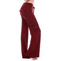Hinvhai Plus size hlače rasprodaja jesenske Ženske tajice za vježbanje elastični struk džep na kopčanje široke