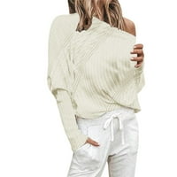 PEDORT Ženski predimenzionirani džemperi s dugim rukavima Labavi mekani mekani pulover bež, l
