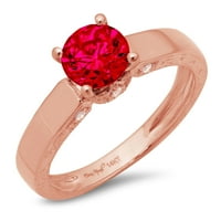 18K ružičasti zlatni zaručnički prsten okruglog kroja od turmalina, veličine 9,25