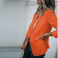 Modne ženske jakne za radno odijelo casual jednobojni kaputi s reverom s dugim rukavima s jednim gumbom narančasta
