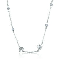 Platinum pozlaćeno srebro do podesive ogrlice od leteg mjeseca i zvijezda s AAA+ kubičnim cirkonijom
