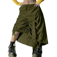 Ženska obična suknja s volanima od Achiela, zavoji za vezanje s izrezima, duga suknja s naramenicama