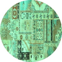 Tradicionalni perzijski tepisi u tirkizno plavoj boji, perivi u perilici, okrugli, 6 inča