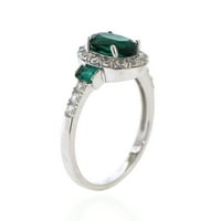 Jay Heart Dizajn Sterling Silver stvorio je Emerald i stvorio bijeli safirni prsten