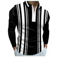 Muška košulja za golf košulja retro boja kontrast vanjske ulice dugi rukavi gumb-dolje odjeća odjeća odjeća modni