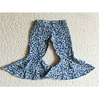 Modne lepršave hlače za djevojčice vruće Rasprodaje lepršave traperice plave Leopard Traper Hlače za djevojčice