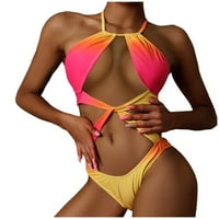 Plažni ženski obojeni sijamski bikini kupaći kostimi s gradijentom na leđima, Temperamentni bikini kupaći kostimi