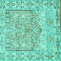 Tvrtka Alien pere u stroju kvadratne perzijske tirkizno plave tradicionalne unutarnje prostirke, kvadratne 6 stopa