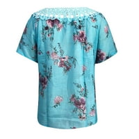 Gotyou Spring Tops Women Summer Casual tiskana majica za rubnu majicu V-izrez Bluus Majica Green xxxxl