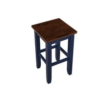 Farmhouse Counter visina stolice za ručavanje s nogama, set od 4, smeđa i plava