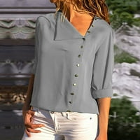 Kayannuo majice s dugim rukavima Kleveni košulja Čvrsta V-izreza Ženske majice Ženske predimenzionirane labave