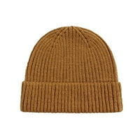 Zimska bombaška kapa izrađena od vruće meke obične pletene pređe u smeđoj boji