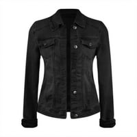 Voncos jesen jakne za žene gumbi promet ovratnik dugi rukavi moda solidna boja casual labavi kaput vrhovi crna