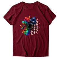 Gaecuw Patriotska majica Dan neovisnosti Slatki vrhovi za žene ležerne majice s kratkim rukavima s kratkim rukavima