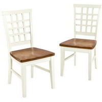 Blagovaonske stolice s rešetkastim naslonom, set od 2, bijeli i Javanski