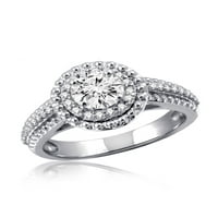 Dijamant 0. Prsten od bijelog kubičnog cirkonija od srebra od 2 karata za žene