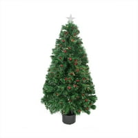 4-inčna unaprijed osvijetljena optička umjetnička božićna drvca s crvenim bobicama koja mijenja boju
