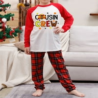 Obitelj Tregren podudaranje božićnih pidžama, slova otisak s dugim rukavima vrhova okruglih vrata + hlače uzorka