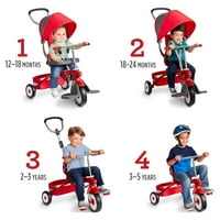 Radioflaer, ale 4-Ale-Ale ' ale, Sklopivi tricikl za djevojčice i dječake, Crveni