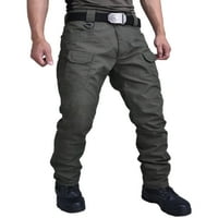 Muške hlače srednjeg struka, hlače s elastičnim pojasom, opremljene teretne hlače za trčanje, vojska zelena 3