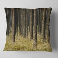 Dizajnirati tamnu jesensku šumu sa zelenom travom - Moderni jastuk za bacanje šuma - 16x16