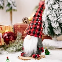 Božićni ukras za lutke Božićna crvena i Crna karirana kapa sa pahuljicom plišani patuljci lutka, Rudolph patuljak