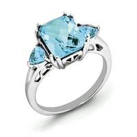 Prsten s plavim švicarskim topazom i nebeskoplavim topazom od čistog srebra. Težina dragulja-4,5 karata