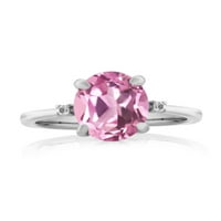 Svijetloružičasti safirni bijeli dijamantni prsten za žene