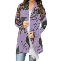 Ženski kaputi u donjem rublju - modni ležerni kardigan s printom za Noć vještica, vrhovi, bluza u ljubičastoj