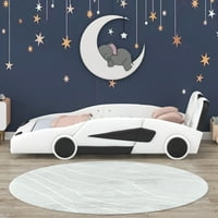 Euroco Modern Wood Race Twin platform u obliku automobila u obliku automobila za dječju spavaću sobu, krevet za