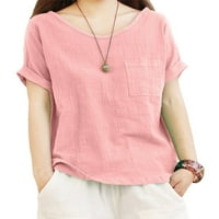 Ženska majica s kratkim rukavima Majica kratkih rukava majica s kratkim rukavima retro tunika bluza u ružičastoj