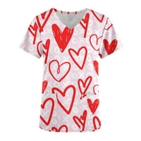 Vrhovi kratkih rukava za žene casual ljubavi srce grafičke majice slatke tiskane majice majice pulover gornje