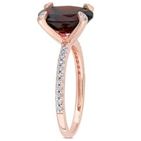 Miabella Ženska 3-karat ovalnog rezanja T.G.W. Garnet Carat T.W. Dijamant 10KT ružičasti zlatni halo prsten