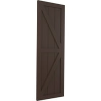 Ekena Millwork 12 W 80 H True Fit Pvc Dvije panelske seoske kuće Fiksni nosači W Z-Bar, Raisin Brown