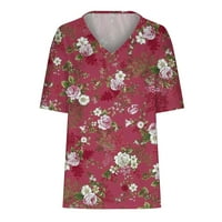 Ženske majice, casual majice za žene-ženske ljetne Vintage majice s cvjetnim grafičkim printom, majice kratkih