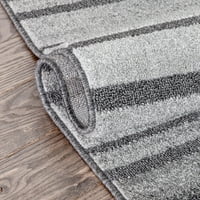 Dobro tkani Malaga Bauer modern u jednobojnoj sivoj prugastoj boji 7'10 10'6 visoko-niski tepih