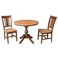 Okrugli Trpezarijski stol od 36 inča s 12-inčnim stolom i stolicama u Alberti-Set za espresso s orahom