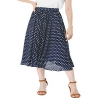 Jedinstveni prijedlozi Ženska midi suknja s elastičnim pojasom u točkicama i raširenim strukom