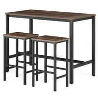 Barski stol s visokom radnom površinom i dvije stolice, koji se sastoji od 3 komada, visine 47 cm. u drvenoj radnoj