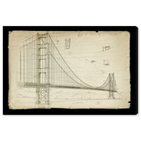 Studio most Golden Gate 1933 arhitektura i zgrade zidna umjetnost tisak na platnu - smeđa, Crna, 24 16