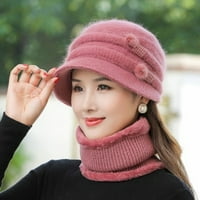 Komplet jednobojna kapa za zaštitu ušiju s kratkim obodom Set šalova jesen-zima ženski pleteni šešir s plišanom