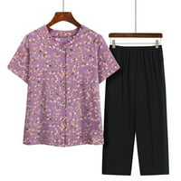 Odjeća za žene, ošišane hlače Plus veličine, kardigan na kopčanje, ležerno dvodijelno odijelo s printom, dva ljetna