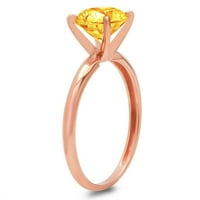 Zaručnički prsten okruglog reza od žutog prirodnog Citrina od ružičastog zlata 18K okruglog reza, veličina 7,25