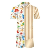 Hanas muški proljetni ljeto povremeni modni modni havaji tropska plaža gumb za plažu tiskane košulje kratkih rukava