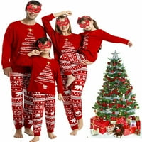 Identični obiteljski pidžama Setovi, Božićna blagdanska pidžama, top s printom slova i karirane hlače, Odjeća